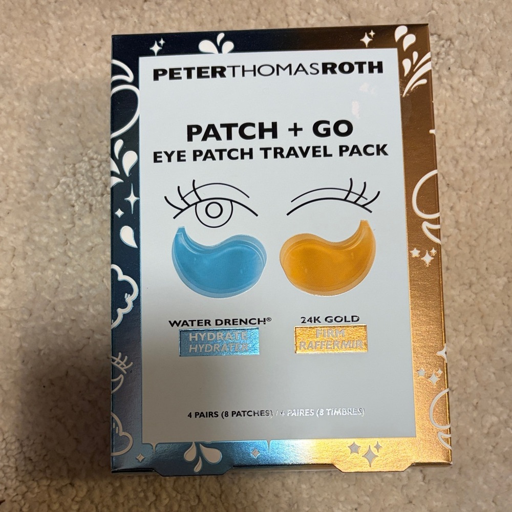 Brand New in Box Peter Thomas Roth Patch + Go Eye Patch Set - Blue and 24K Gold